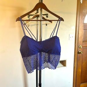 Blue Lace Crop Top